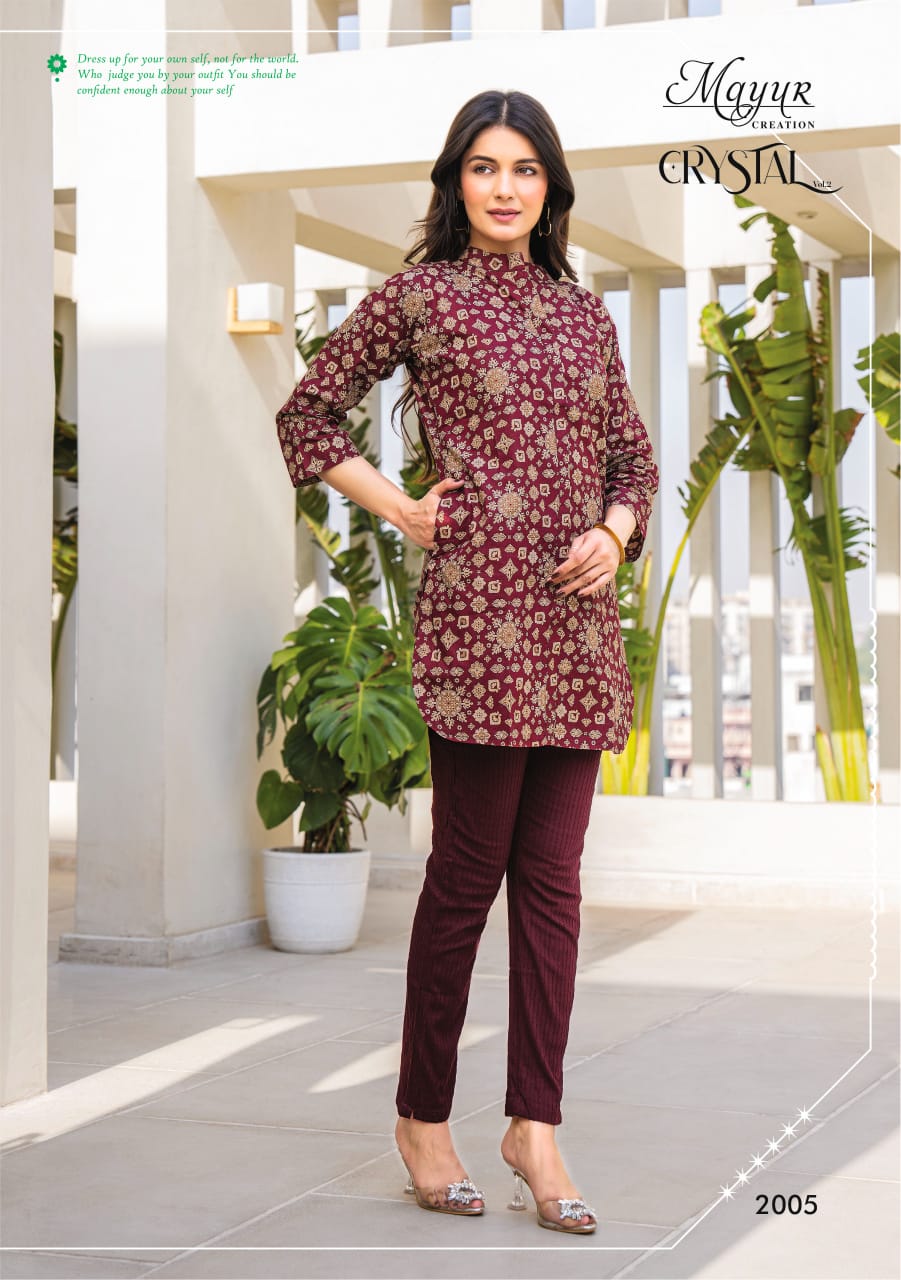 Crystal Vol 2 By Mayur Daily Wear Printed Cotton Tunic Ladies Top Wholesale Online
